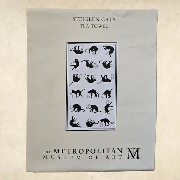 Le Chat Noir Tea Towel Metropolitan Museum Of Art MMA Black Cat Bowl Pail Jar Ca - Picture 3 of 5